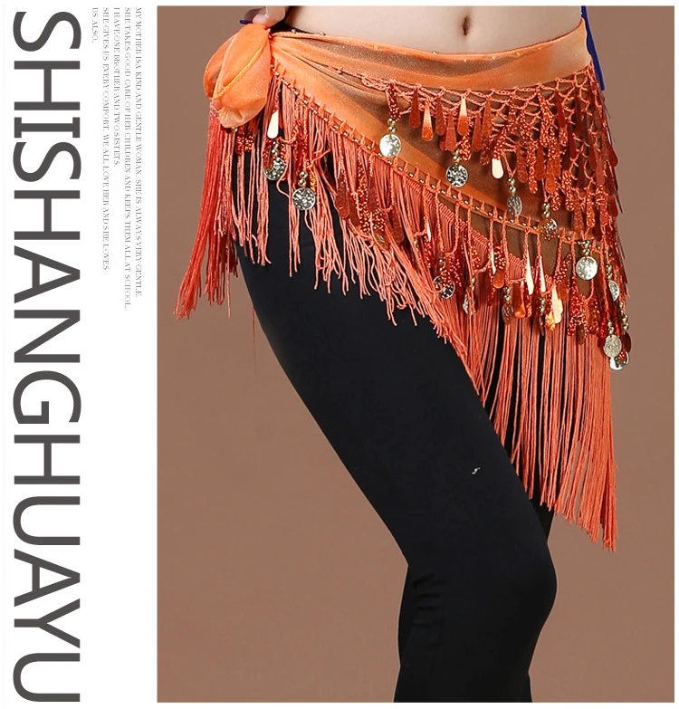 Женский костюм для танца живота треугольная юбка с блестками и кисточками одежда