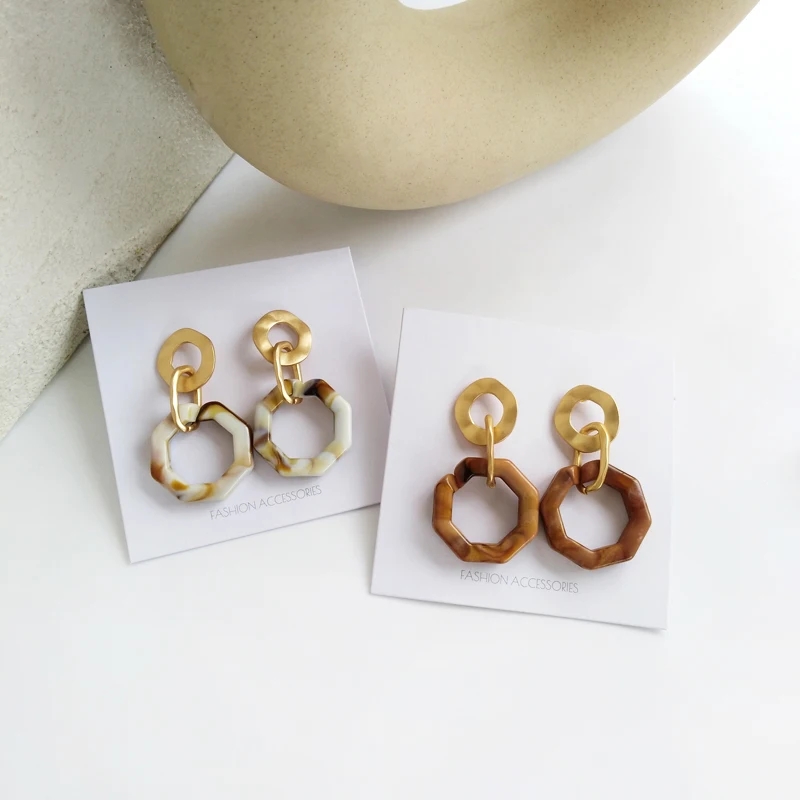 Металлические геометрические акриловые серьги модные Джокер увеличенные для