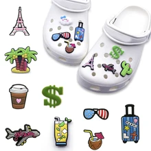 High Imitation 1PCS PVC Shoe Charms Cactus/ Luggage/Sunglasses/Jet Plane Shoe Decoration Accessories for Croc jibz Kid's Party