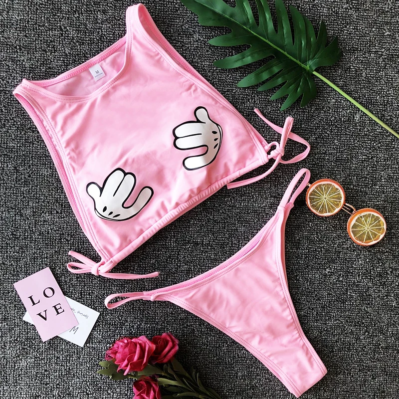 

Women's Offset Printing Bikini 2018 New Arrival Padded Bra Beach Bandage Swimsuit Low Waist Sexy Swimwear Women S-L
