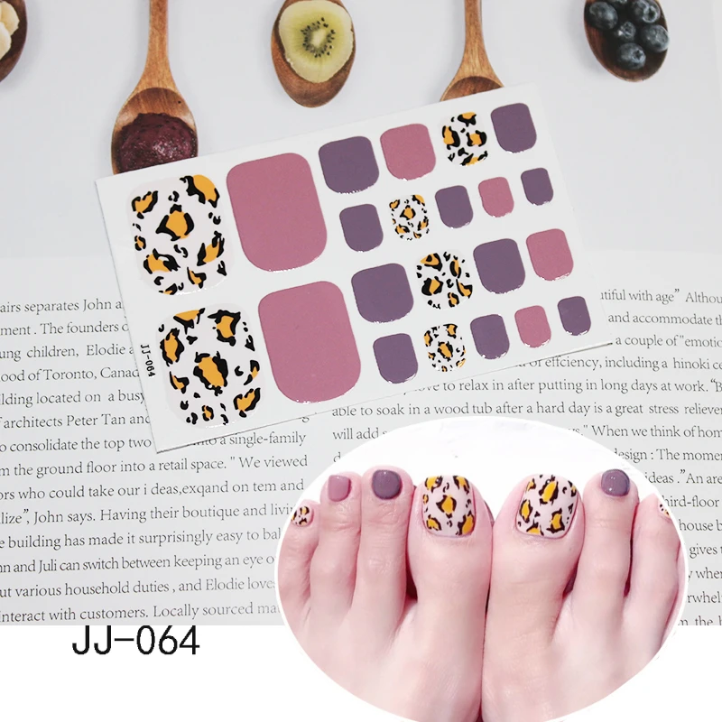 22tips/sheet Toe Nail Stickers Waterproof Fashion Wraps Art Full Cover Adhesive Foil Manicure Decals | Красота и здоровье