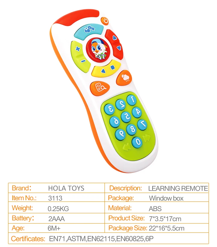 HOLA TOYS 3113, детские игрушки, электрический пульт дистанционного управления, светильник и музыка для детей, подарки