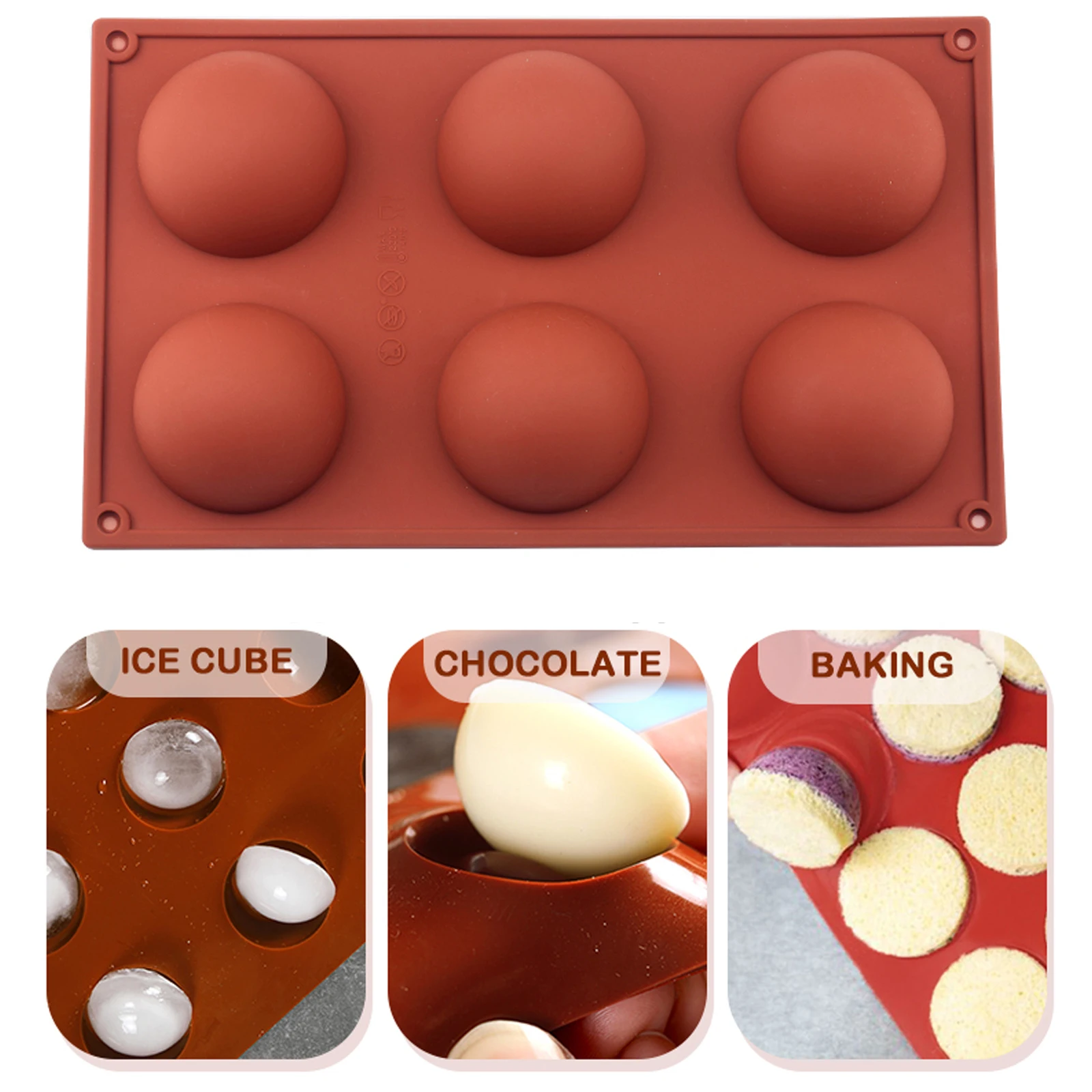 

Hemispherical Silicone Mold 6 Hole Food Grade Baking Mold Practical Chocolate Candy Jelly Mold Baking Accessories Cake Tools