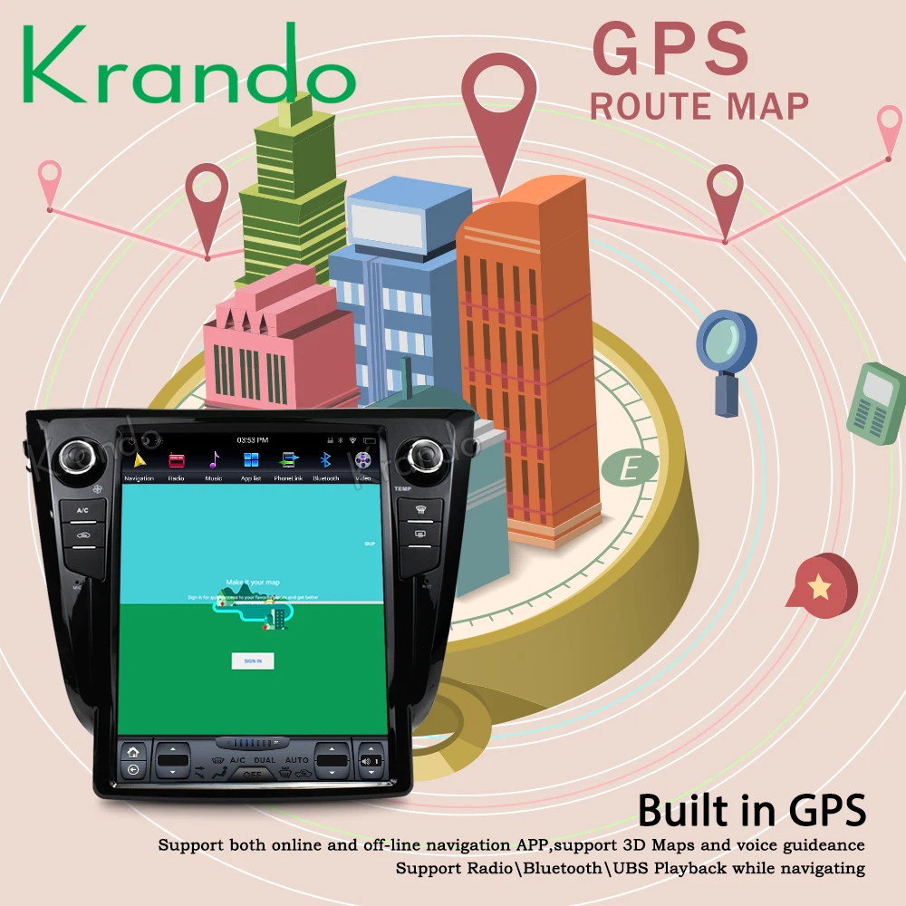 Вертикальный экран Krando Android 9 0 12 1 дюйма для Nissan X TRAIL Qashqai 2013 2017 автомобильное