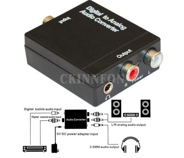 

300set Digital to Analog Audio Converter Adapter Digital Adaptador Optic Coaxial RCA Toslink Signal to Analog Audio Converter
