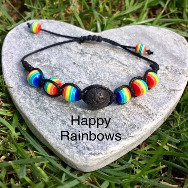 

Счастливые радуги рассеиватель лавовый камень для детей беспокойство Фотобраслеты