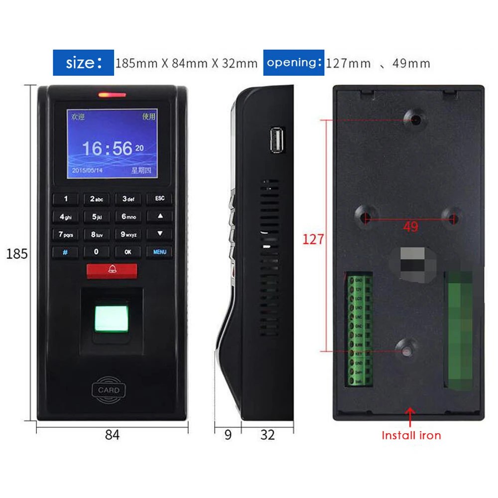 Система Linux Standalone125KHZ RFID Card Reader TCP/IP и TFT экран система контроля доступа по