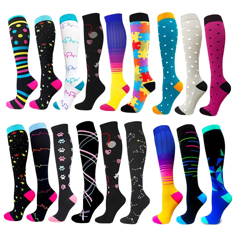 

Multi Color Compression Socks Sports Socks Varicose Veins Medical For Men & Women Outdoor Running Nurse Best Graduated Calf Pain
