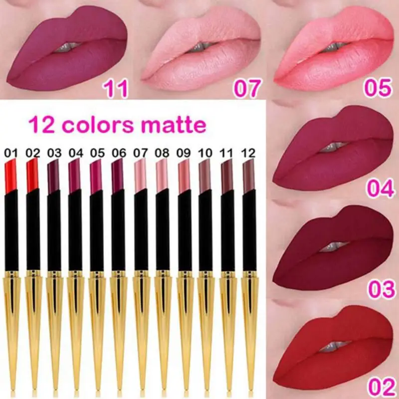 Водостойкая помада с золотыми пулями 12 цветов стойкий модный блеск для губ