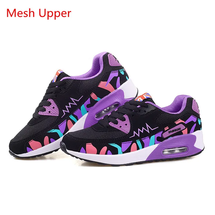 Black Purple Mesh VSIOVRY/размеры 34-42, теплые меховые зимние кроссовки, женские мягкие беговые кроссовки, легкая мягкая Нескользящая спортивная обувь для бега для женщин - Цвет: Black Purple Mesh