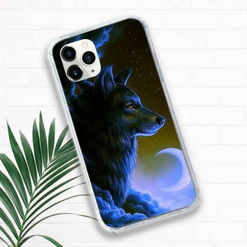 

Moon roaring wolf animal Phone Case for iPhone 11 12 pro XS MAX 8 7 6 6S Plus X 5S SE 2020 XR mini Luxury brand shell funda