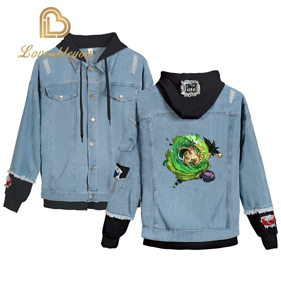 Аниме DRAGON BALL унисекс джинсовые куртки мужские ковбойские бомберы куртка с