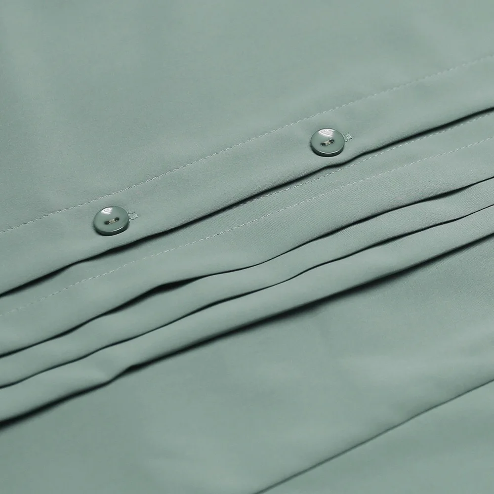 

African Dresses For Women Fashion New Africa Green Full Sleeve Loose Single Breasted Elegant Work Business Wear Cloth Dress New