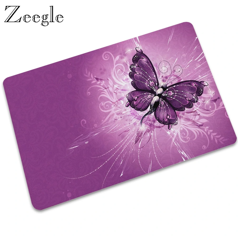 Zeegle резиновый Печатный коврик с бабочкой противоскользящие ванная комната