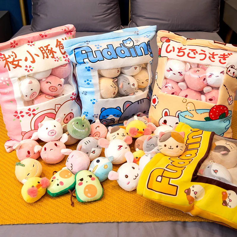 

A Bag Of Rabbit&Dog&Hamster&Cat&Avocado Pudding Doll Plush Japanese Animation Sumikko Gurashi Toy Soft Pillow Children Girl Gift