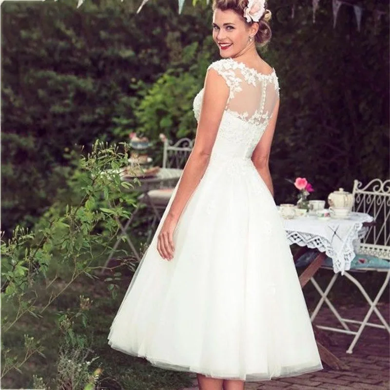 Кружевные свадебные платья с аппликацией для невесты красивое короткое модное