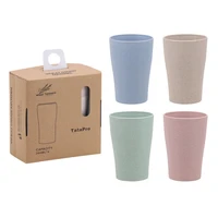 4pcsset 260ml wheat straw water cups biodegradable coffee milk juice tea mug reusable plastic drinking mouthwash cups