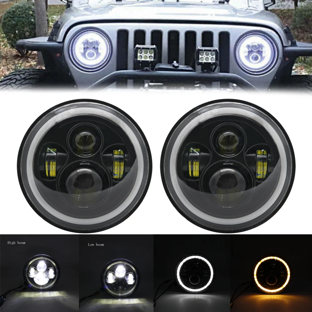 Для Lada 4x4 urban Niva suzuki samurai 7 &quotчерный светодиодный H4 Фар Halo налобный фонарь для Jeep