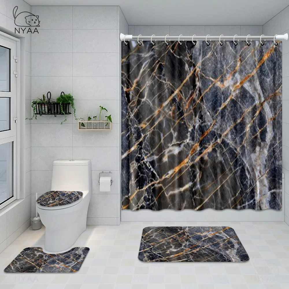 Набор из 4 шт. водонепроницаемые занавески для ванной и унитаза с жидким