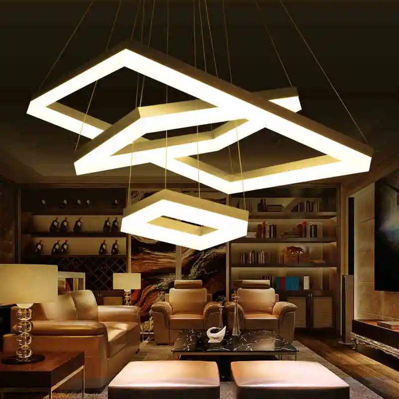 

Free shipping modern led pendant lights for dining room living room Rectangle Acrylic led pendant lamp fixture lamparas modernas