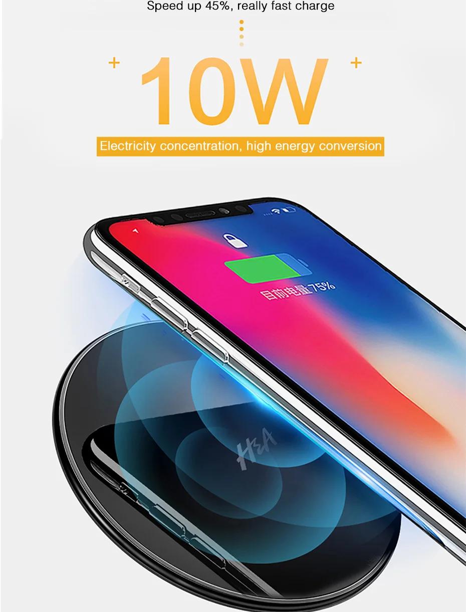 H& A 10 Вт Qi Беспроводное зарядное устройство для iPhone X Xs MAX XR 8 plus Зарядка для samsung S8 S9 Plus Note 9 8 USB зарядное устройство для телефона