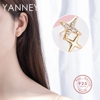 yanney silver color 2022 new product trend fashion four pointed star stud earrings woman simple inlaid zircon jewelry