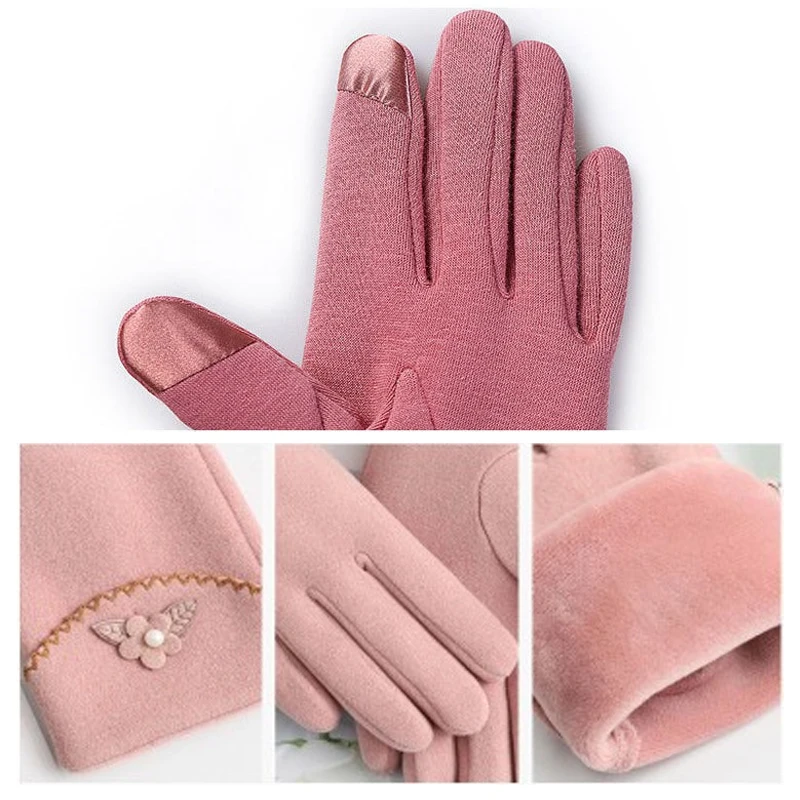 

Women's Gloves Autumn And Winter Windproof Warm Plus Velvet Gloves Winter Snow Ski Warm Gloves Riding Cycling Cute Gloves
