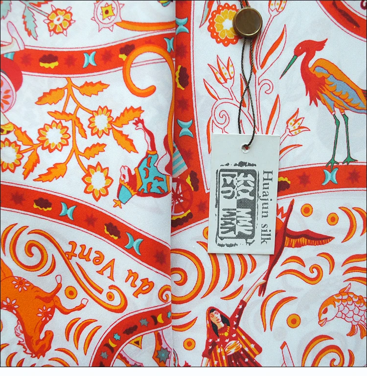 HuaJun 2 магазин | Ослепительная шаль "Peuple du Vent" 90 Шелковый квадратный шарф саржевый струйный шарф ручной завивки