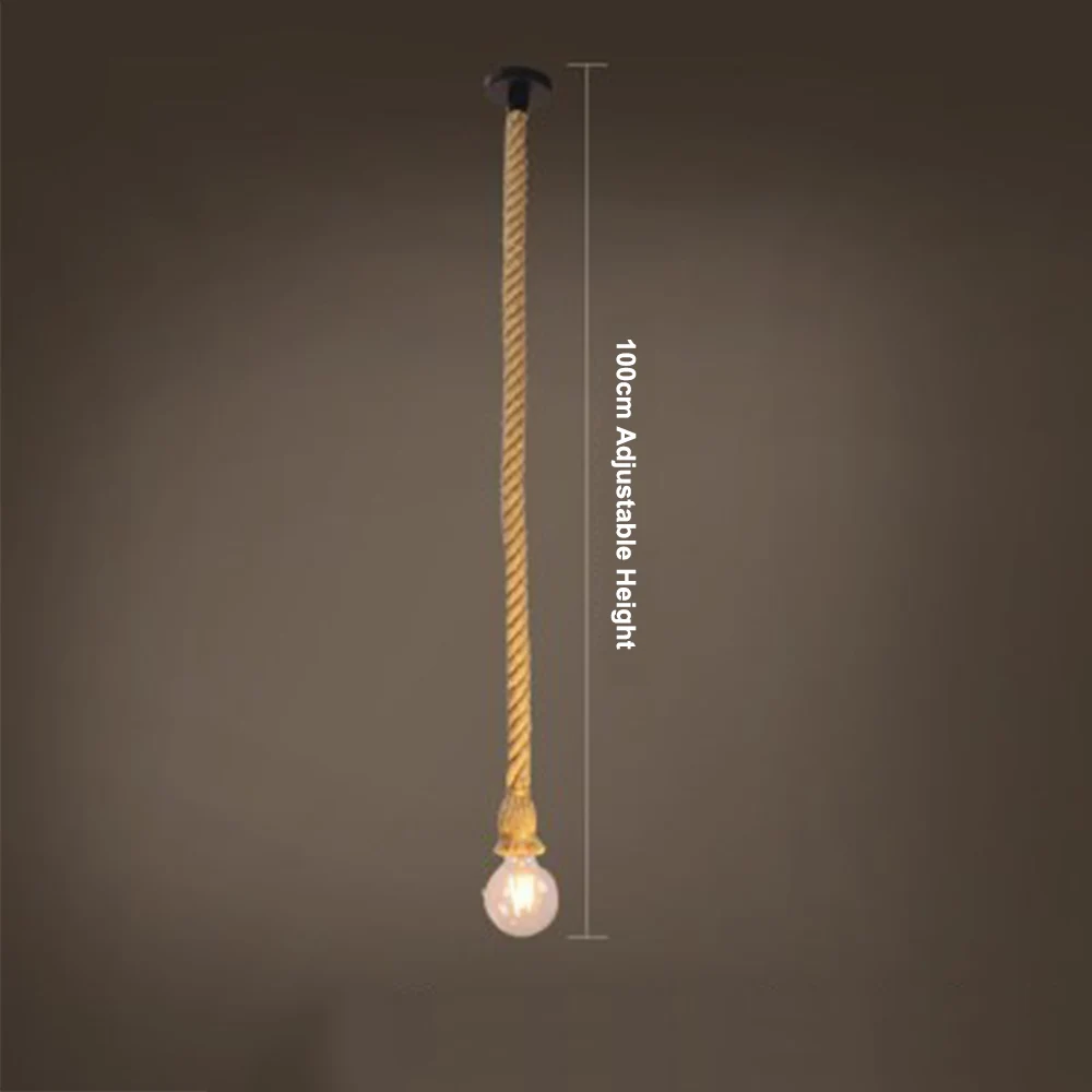 Lámparas de cáñamo que se cuelgan de una cuerda, luminarias vintage y retro para loft sala de estar o cocina, para decorar