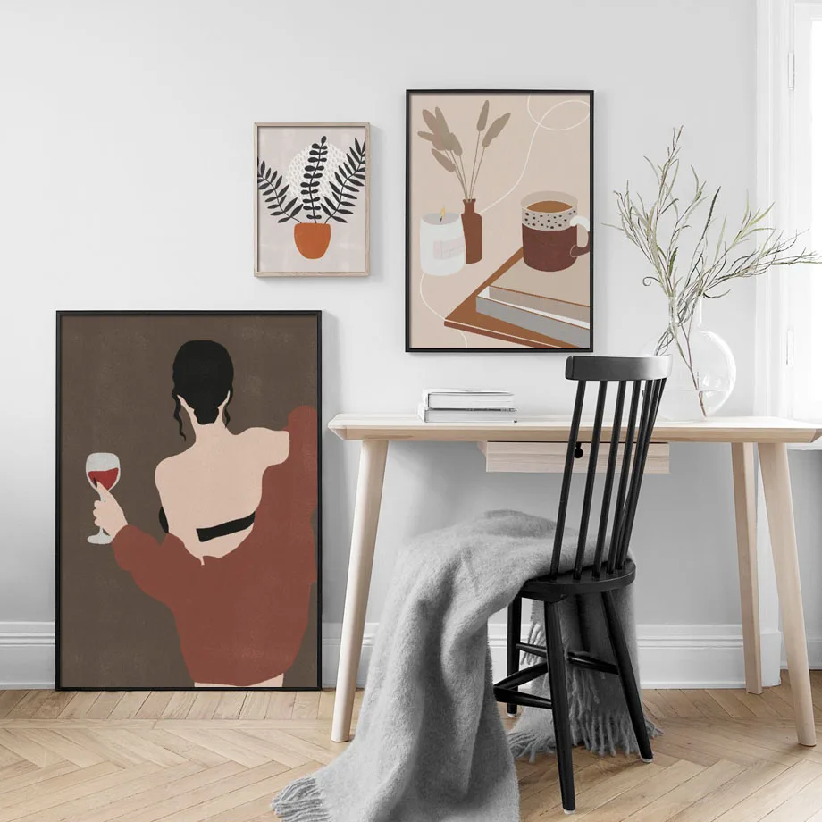 Модная девушка иллюстрация женщины Питьевая стена искусство холст живопись