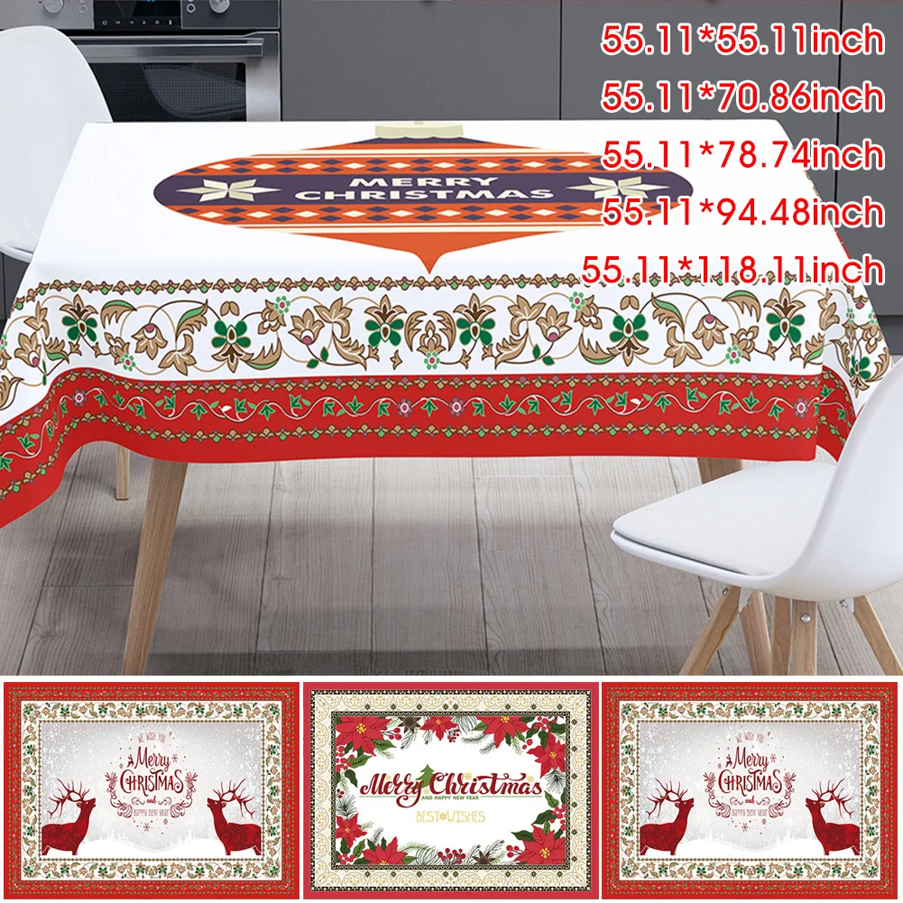 

Christmas Printed Tablecloth Chair Cover Festive Table Rectangle Tablecloth Table Cloth Party Decor Holiday Home Tabletop