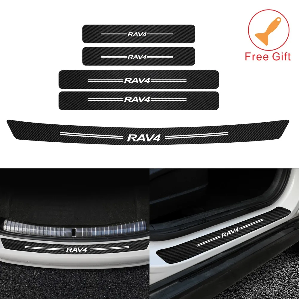 

Auto threshold carbon fiber anti-collision plate modelling trunk carbon fiber vinyl stickers for RAV4 DIY accessories