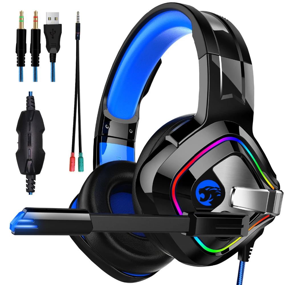 

Wired 3.5mm PS4 Gaming Headphones Stereo RGB Luminous Earphones Hewadset With Microphone For New Xbox One/Laptop/PC Tablet Gamer