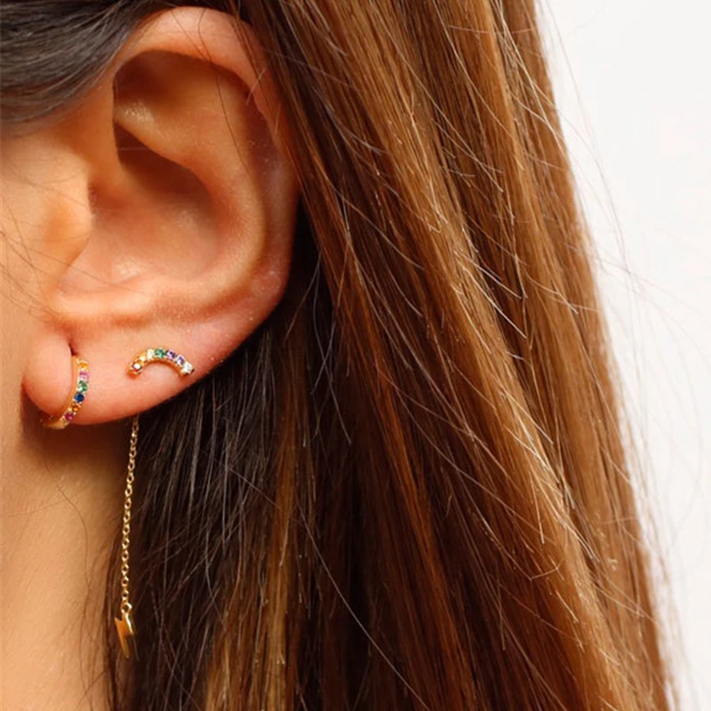 Простые минималистичные Изящные серьги цепочки с кисточками подвески цирконием