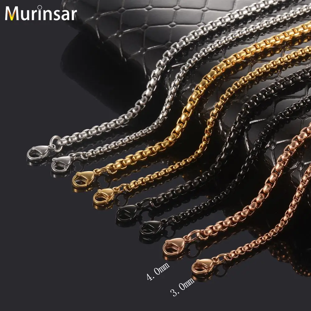 Men's Stainless Steel Necklace Width 3/4mm Round Box Link Chain High QualityFashion Women Stainless Steel Jewelry Gift