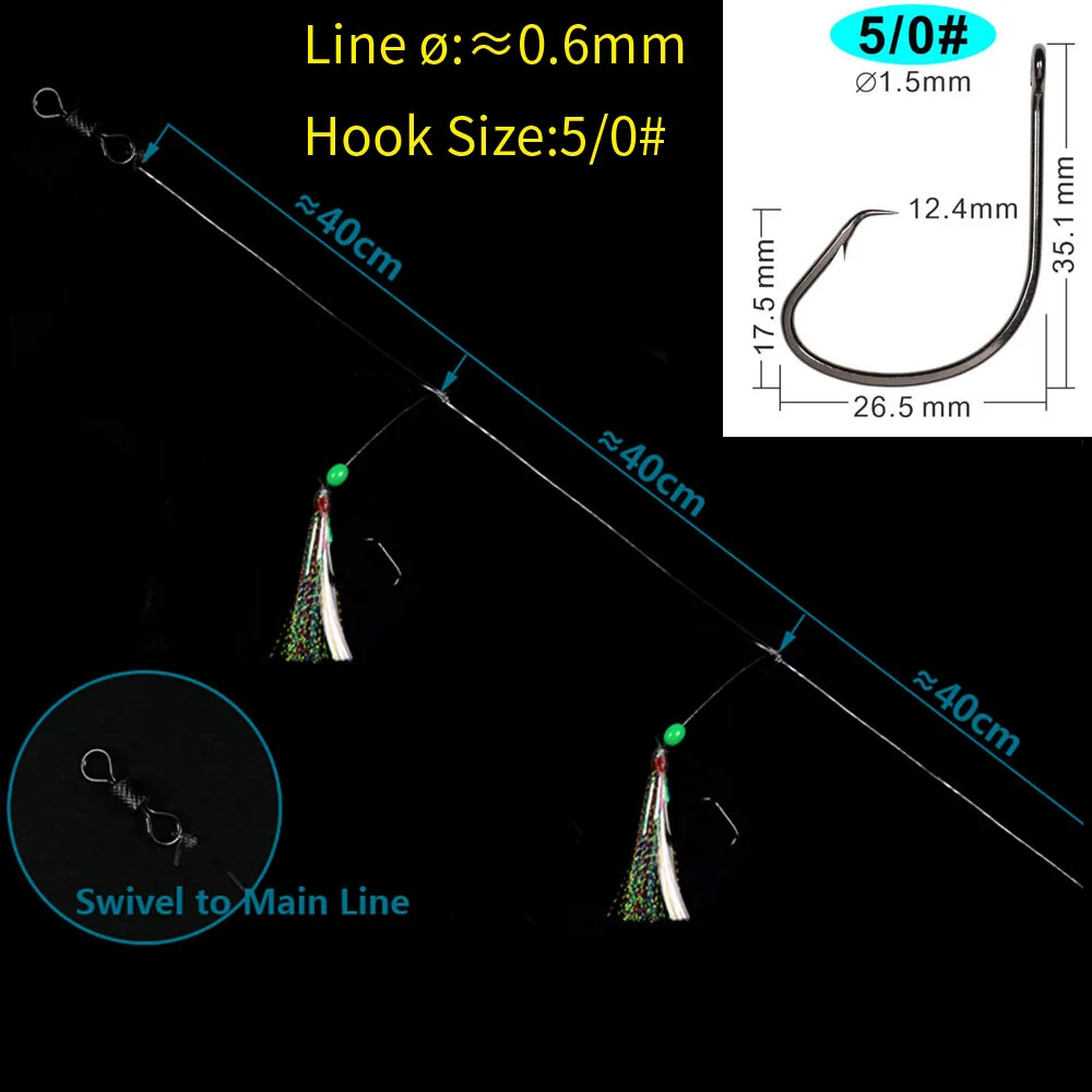 5 пакетов светящиеся рыболовные снасти Sabiki с 2 крючками | Спорт и развлечения