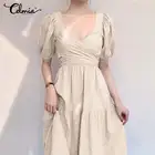 Женский сарафан с рукавами-фонариками, в форме сердца