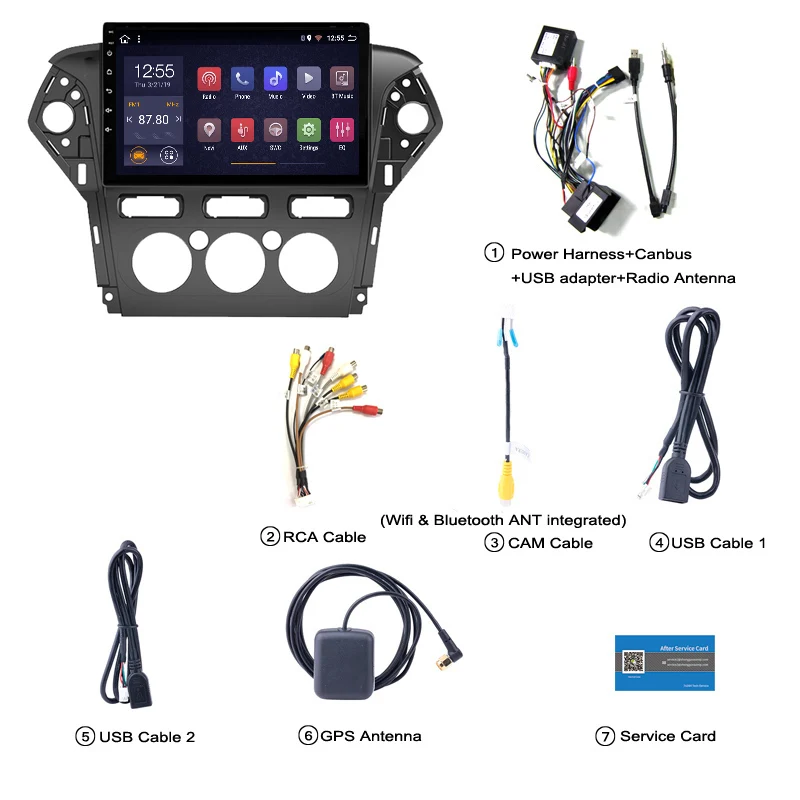 Автомобильный стерео Мультимедийный Плеер 2 Гб ОЗУ 32 ПЗУ 10 дюймов Android 8 1 для Ford
