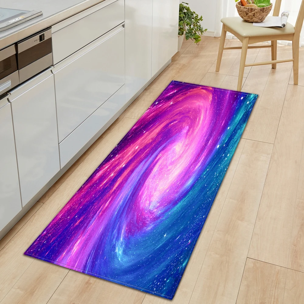 Kitchen Carpet Entrance Doormat Waterproof 3D Cosmic Starry Sky Pattern Home Bedroom Floor Mat Hallway Bathroom Anti-Slip Rugs | Дом и сад