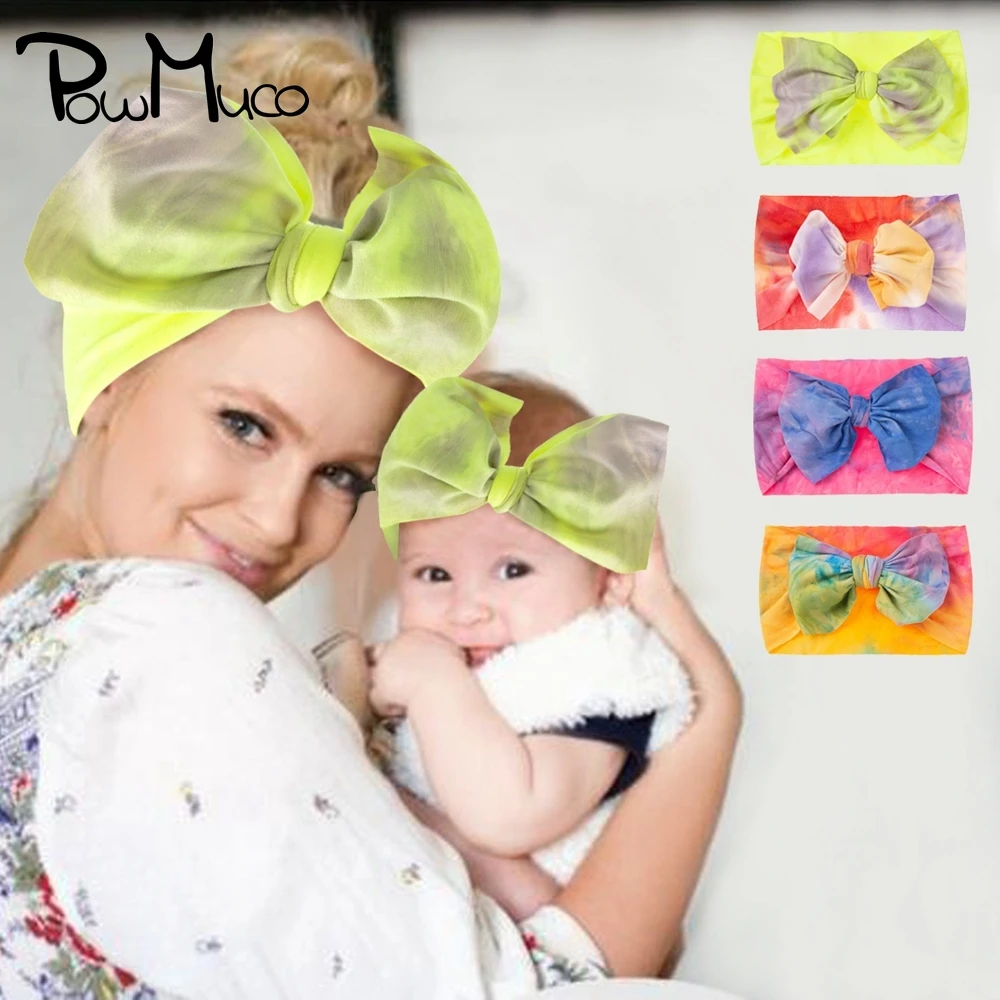 

Powmuco Parent-child Fashion Tie-dyed Cotton Elastic Hairband Cute Handmade Bowknot Infant Headband Baby Headwear Birthday Gifts