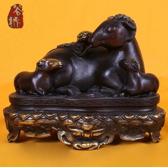  419 + бронзовая скульптура медная санян каитаи украшения ремесла овечка офисное