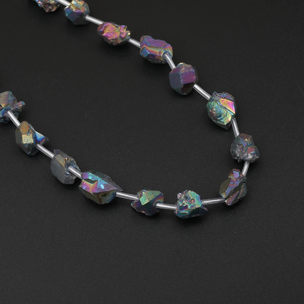 

15.5 inches/strand Titanium Rainbow Natural Amethysts Quartz Nugget Chip Loose Beads For DIY Jewelry Accessories XFX-193JBAD