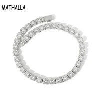 mathalla 13mm single row tennis chain necklace hip hop copper square aaa zircon glitter necklace womens jewelry gifts