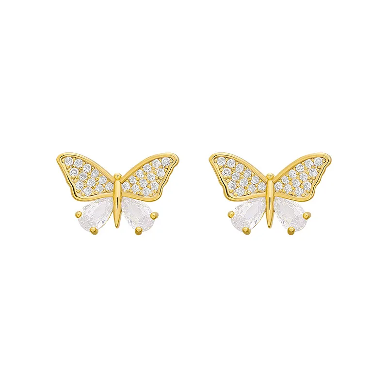

925 Silver Needle Butterfly Earrings Earrings Women Girls New Trendy Compact Temperamental Simple Ear Jewelry