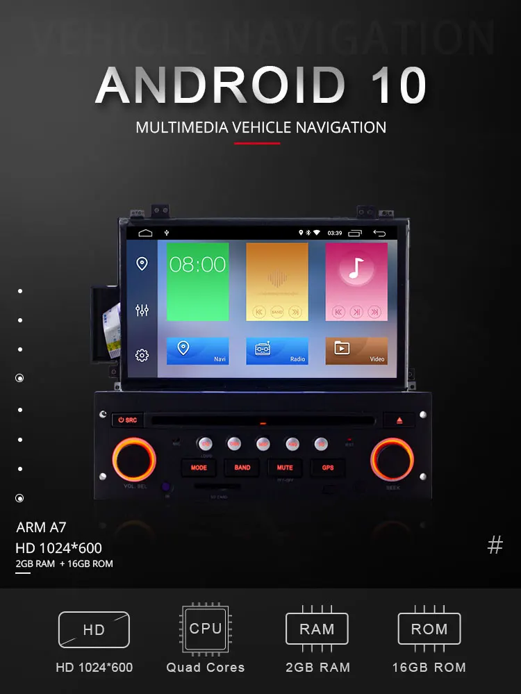 TOPBSNA 7 дюймов Автомобильный dvd-плеер Android 10 для Citroen C5 gps навигация 1 Din автомагнитола мультимедиа Wifi стерео RDS головное устройство аудио
