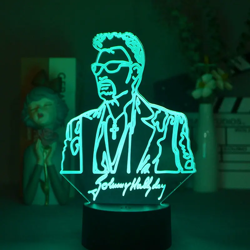 

3D Lights Decoration Bluetooth Base French Singer Johnny Hallyday Cute Room Decor Led Spotlights Lamparas Children's Gift