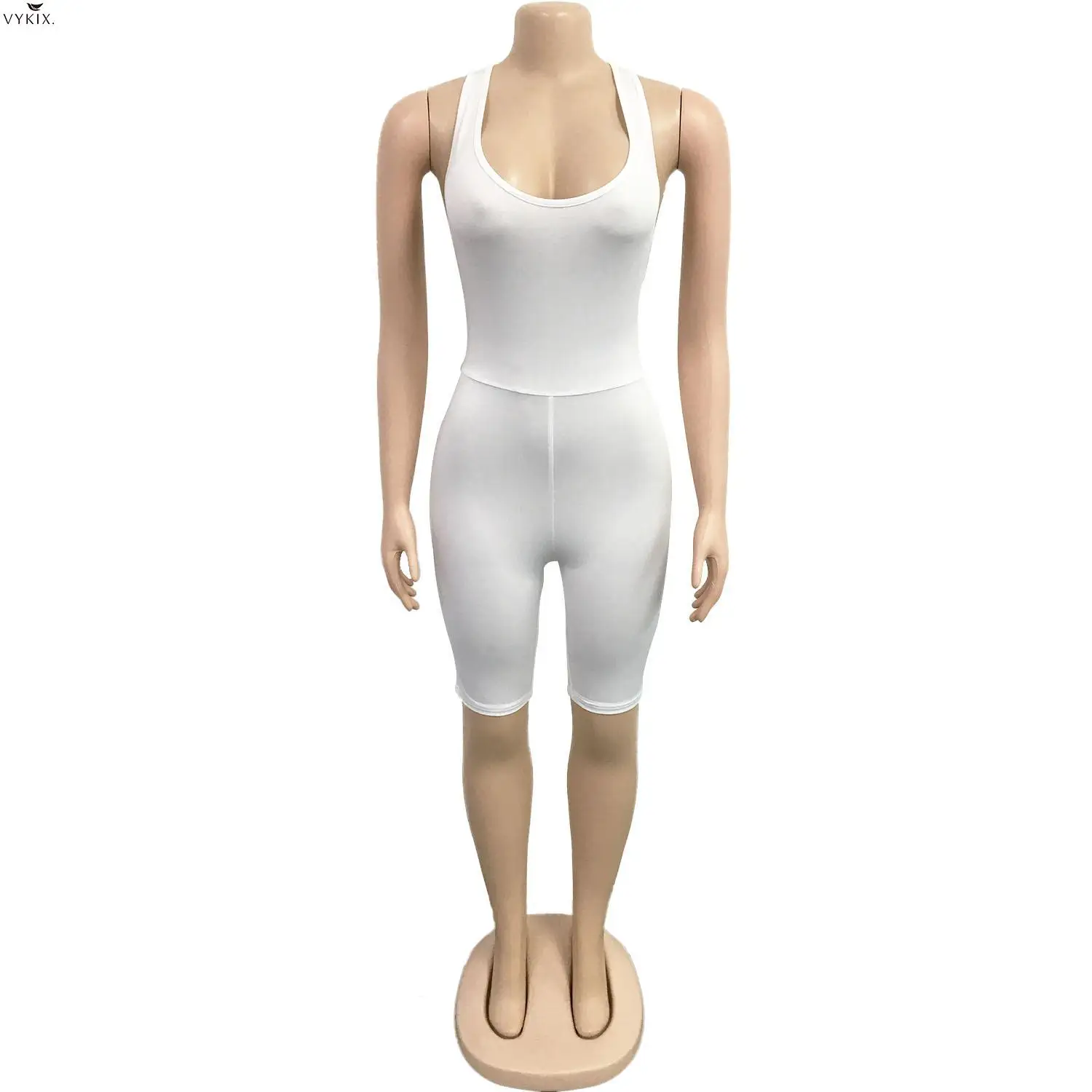 

Women Halter Neck Sleeveless Open Back Playsuits Sport Solid Cross Back Skinny Rompers One Piece Overalls Club Bodysuits 5 Color