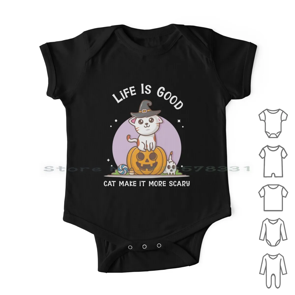 

Одежда для новорожденных на Хэллоуин-жизнь хорошая, кошка делает ее страшной, комбинезоны, хлопковые комбинезоны, хорошая жизнь, кошка стан...
