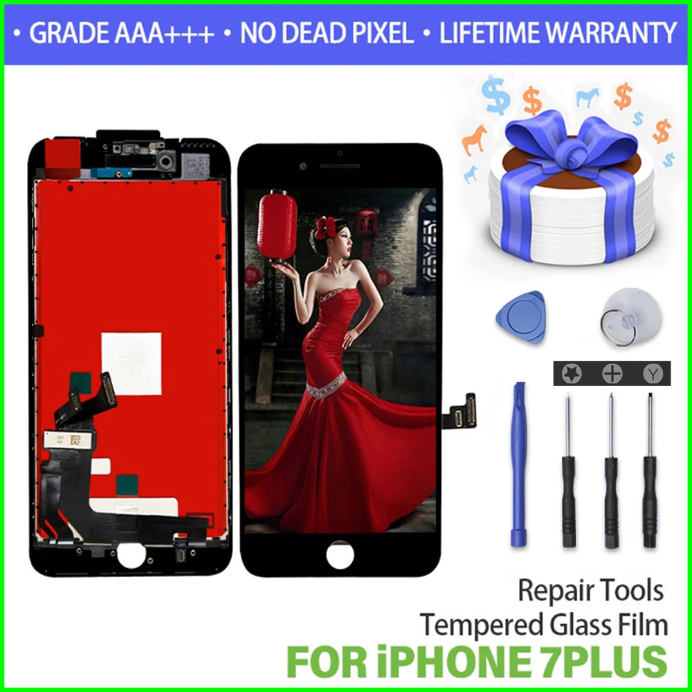 Pantalla Assurance дигитайзер сборка lcd для iPhone 7 7plus 6 6s 6plus 3D сенсорный экран дисплей без