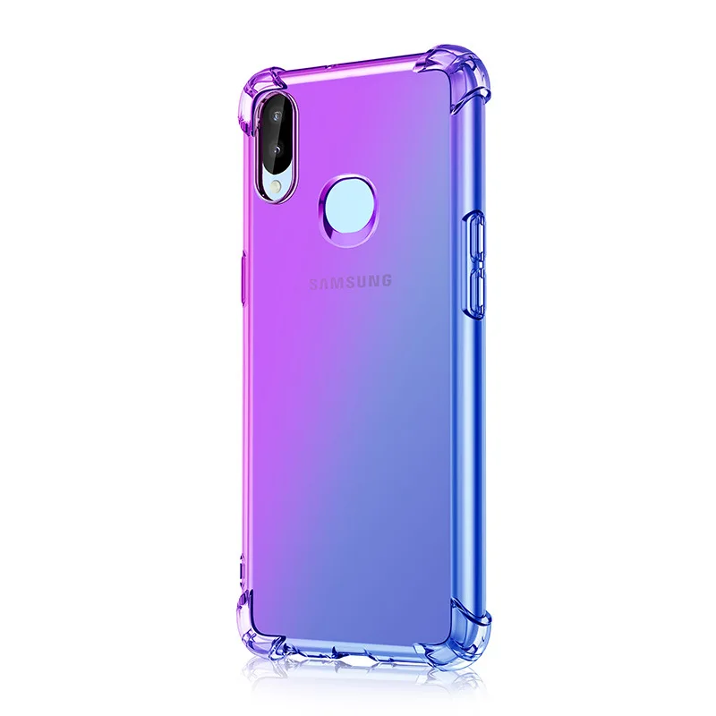 Purple and Blue С четырьмя воздушными угловой градиентный прозрачный ТПУ чехол для samsung Galaxy A90 A80 A70 A60 A50 A40 A30 A20 A10 A9S A8S A2 CORE M40 M30 M20 M10 - Цвет: Purple and Blue